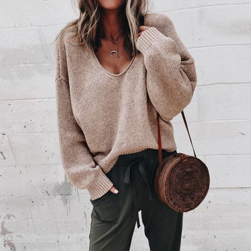 Valtrine – Women’s Oversized V Neck Knit Sweater