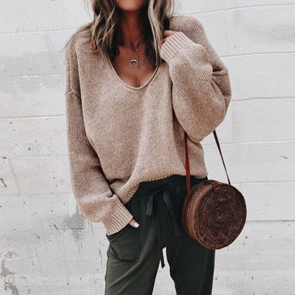 Valtrine – Women’s Oversized V Neck Knit Sweater
