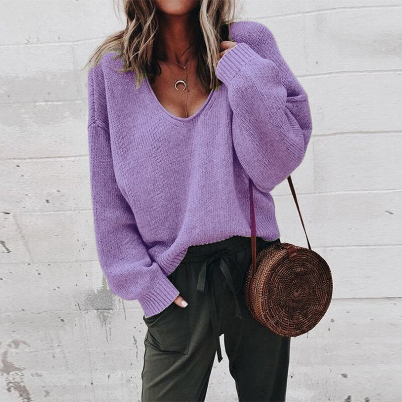 Valtrine – Women’s Oversized V Neck Knit Sweater