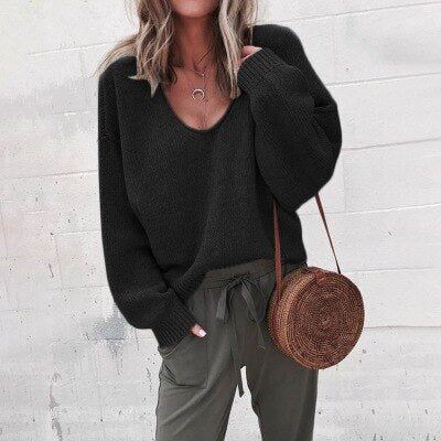 Valtrine – Women’s Oversized V Neck Knit Sweater