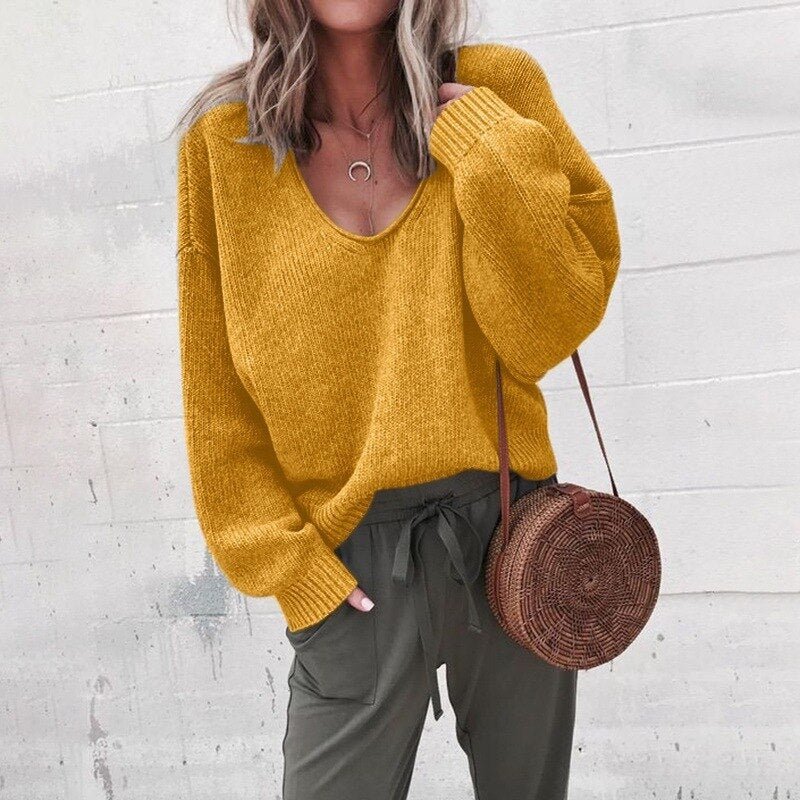Valtrine – Women’s Oversized V Neck Knit Sweater