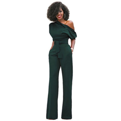 Combinaison asymétrique à jambes larges et silhouette épurée pour femme