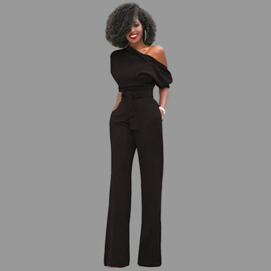 Combinaison asymétrique à jambes larges et silhouette épurée pour femme