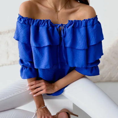 Women’s Off-Shoulder Long Sleeve Ruffled Top