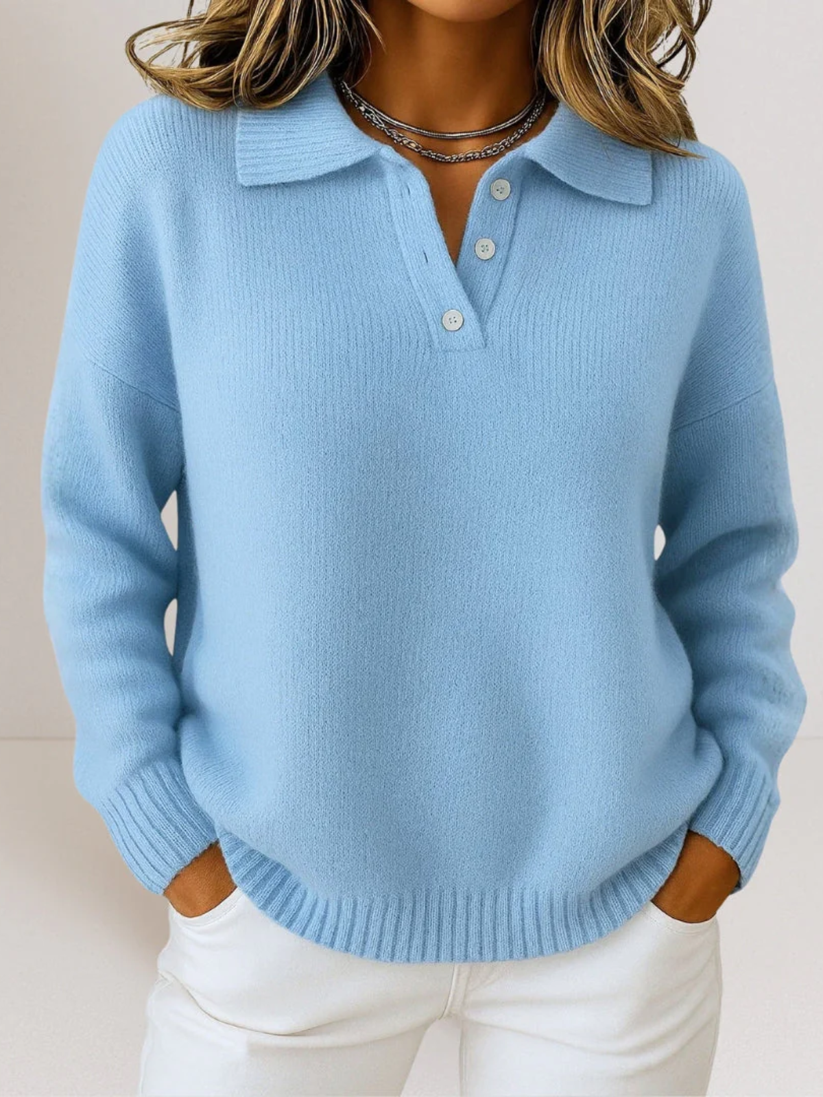 Image of Women's Collared Long Sleeve Sweater