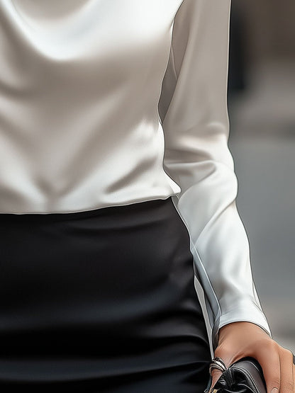 Image of Women's Draped Neck Long Sleeve Blouse