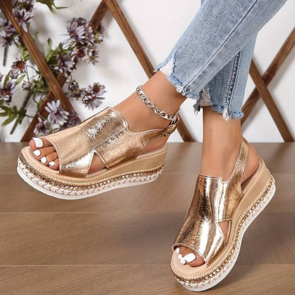 Women’s Metallic Platform Orthopedic Sandals