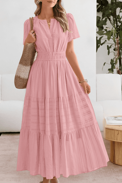 Image of Women's Split Neck A-Line Midi Dress