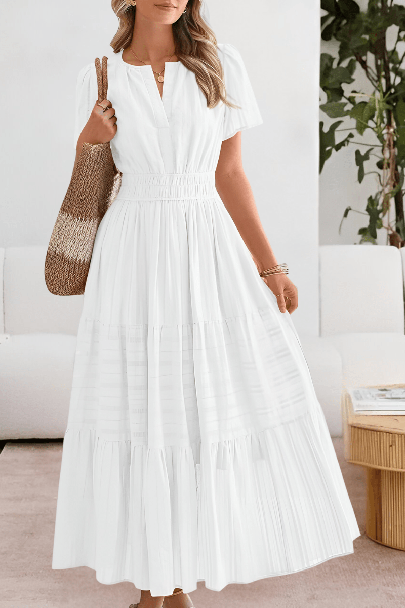 Image of Women's Split Neck A-Line Midi Dress