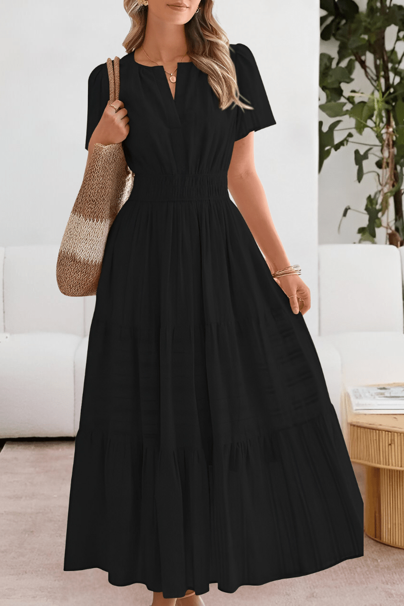 Image of Women's Split Neck A-Line Midi Dress