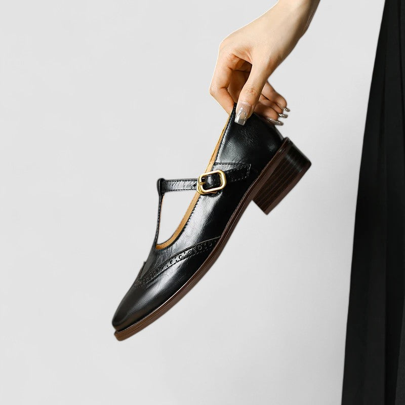 Image of Women's T-Strap Block Heel Mary Jane Shoes