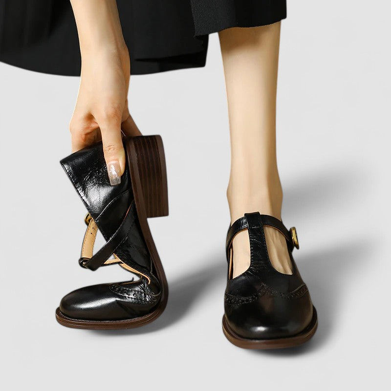 Image of Women's T-Strap Block Heel Mary Jane Shoes