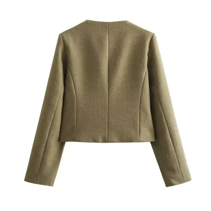 Chloe | Women's Cropped Button Front Bomber Jacket