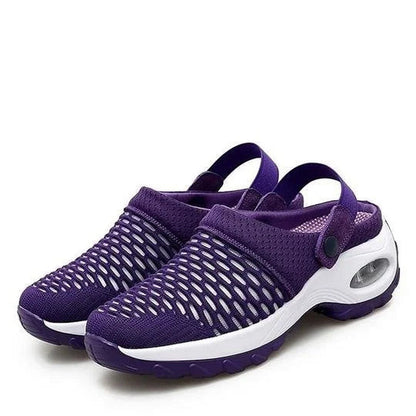 Women's Mesh Slip-On Mules with Open Back and Air Cushion Sole