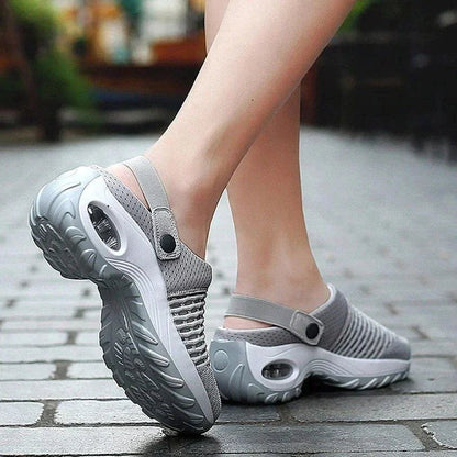 Women's Mesh Slip-On Mules with Open Back and Air Cushion Sole