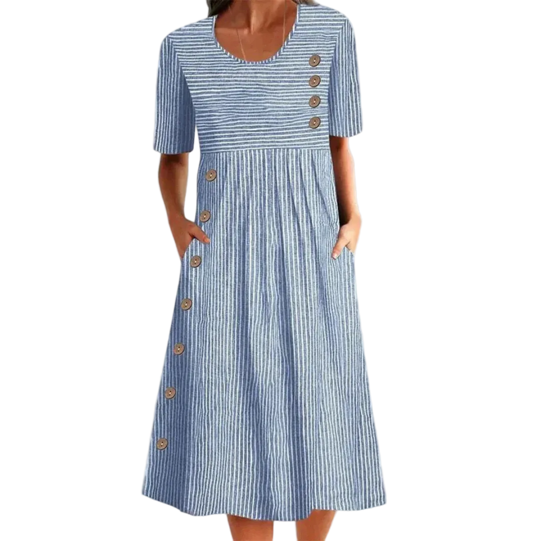 Women's Midi Dress with Pinstripe Pattern