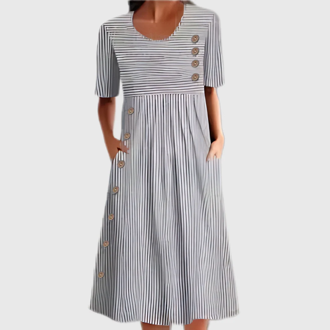 Women's Midi Dress with Pinstripe Pattern