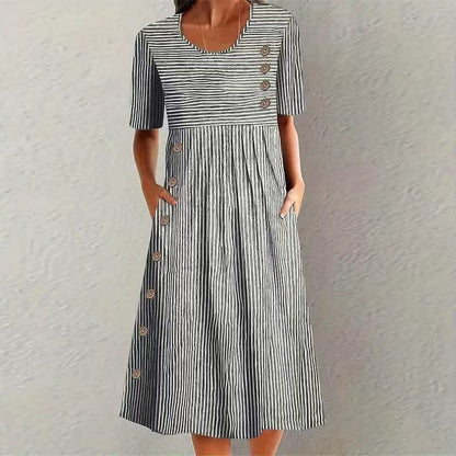 Women's Midi Dress with Pinstripe Pattern