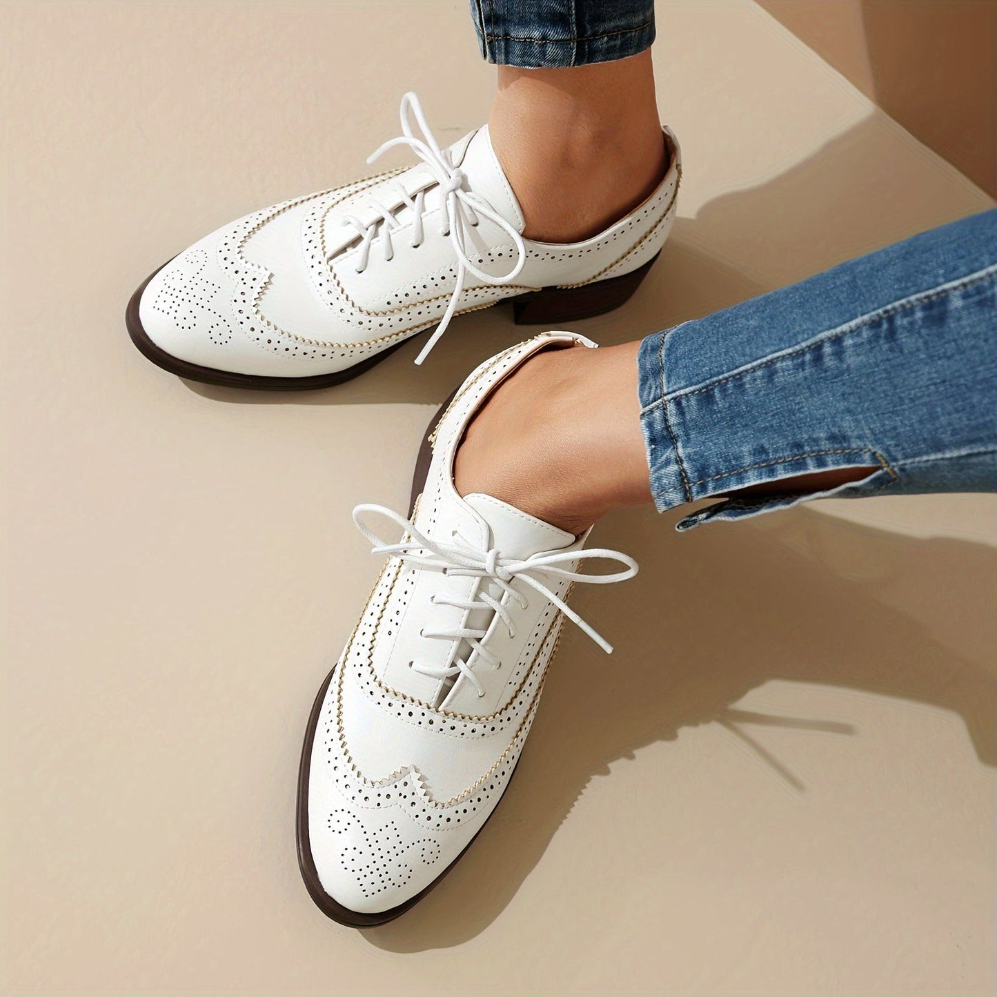 Women’s Oxford Brogue Shoes | Vintage-Inspired with Low Heel