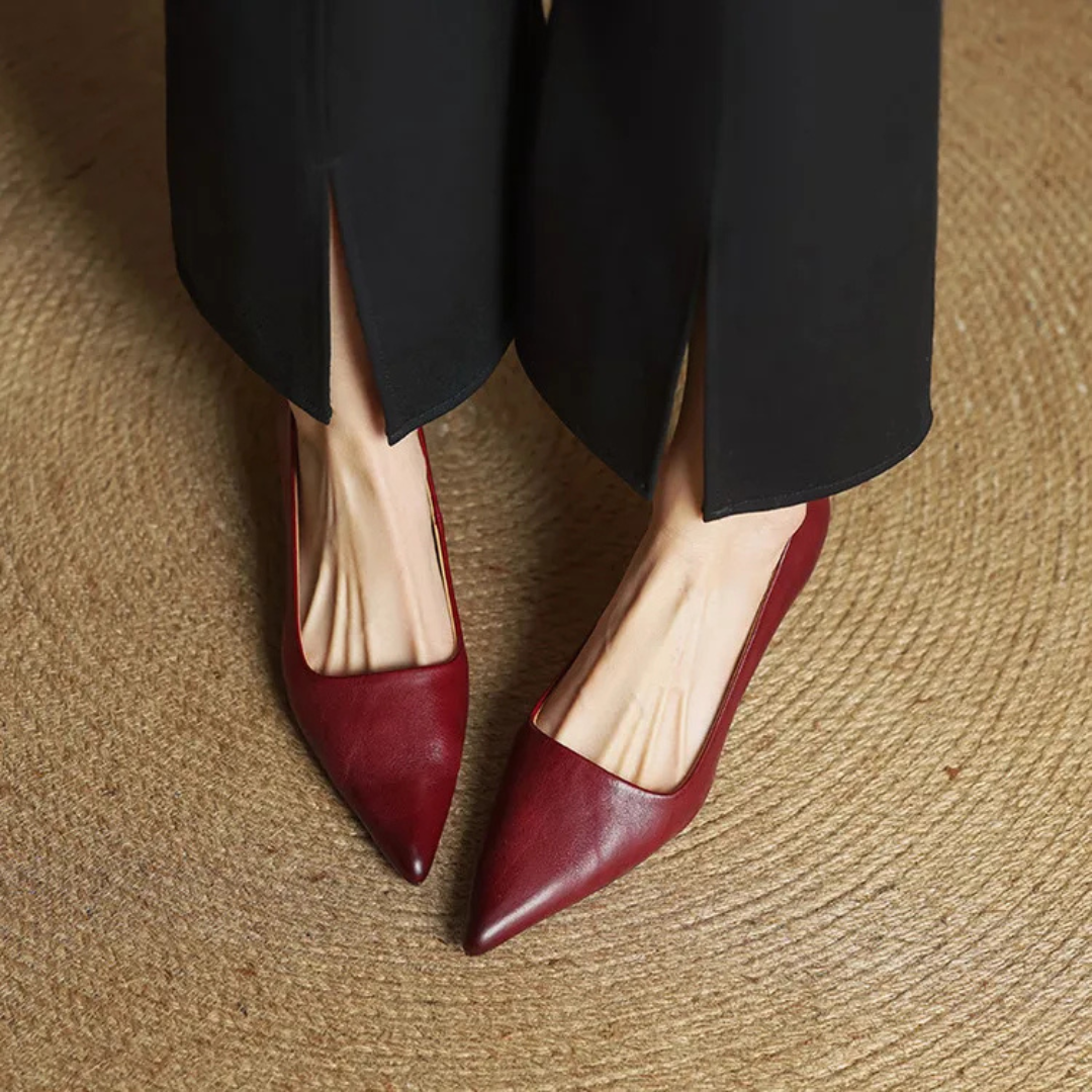 Women's Pointed-Toe Kitten Heel Pumps with V-Cut Topline and Closed Back
