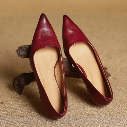 Women's Pointed-Toe Kitten Heel Pumps with V-Cut Topline and Closed Back