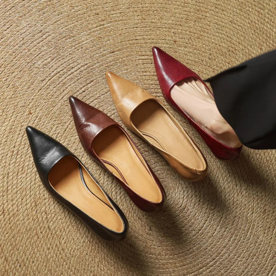 Women's Pointed-Toe Kitten Heel Pumps with V-Cut Topline and Closed Back