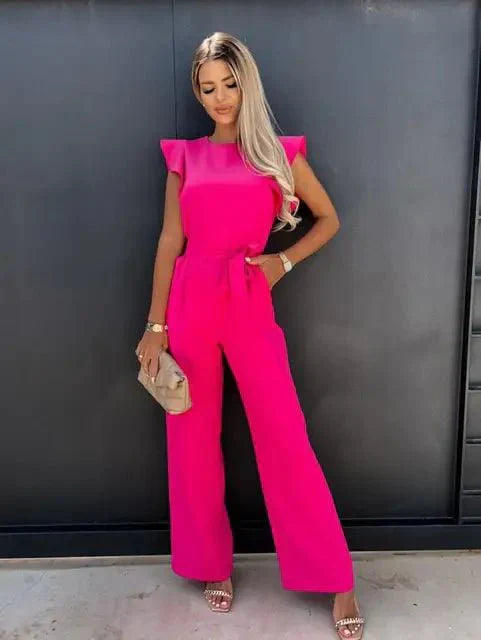 Women’s Ruffled Sleeve Jumpsuit – Relaxed Fit Day-to-Evening One Piece