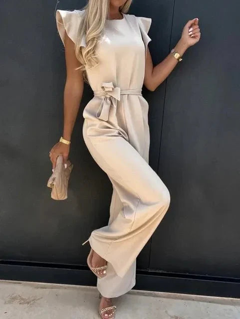 Women’s Ruffled Sleeve Jumpsuit – Relaxed Fit Day-to-Evening One Piece
