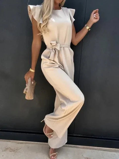 Women’s Ruffled Sleeve Jumpsuit – Relaxed Fit Day-to-Evening One Piece
