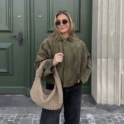Brooklyn | Women's Oversized Cropped Bomber Jacket