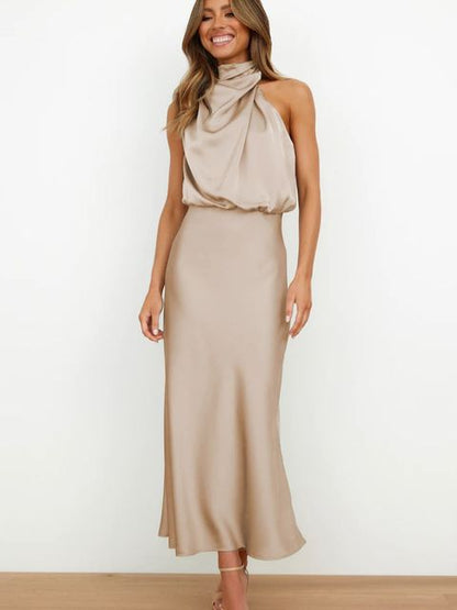 Wytworna sukienka koktajlowa - Livia-Khaki-S-Trend Polska