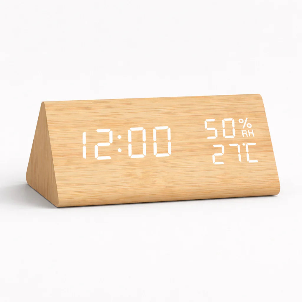 OCS - Alarmklok Arie Hout LED