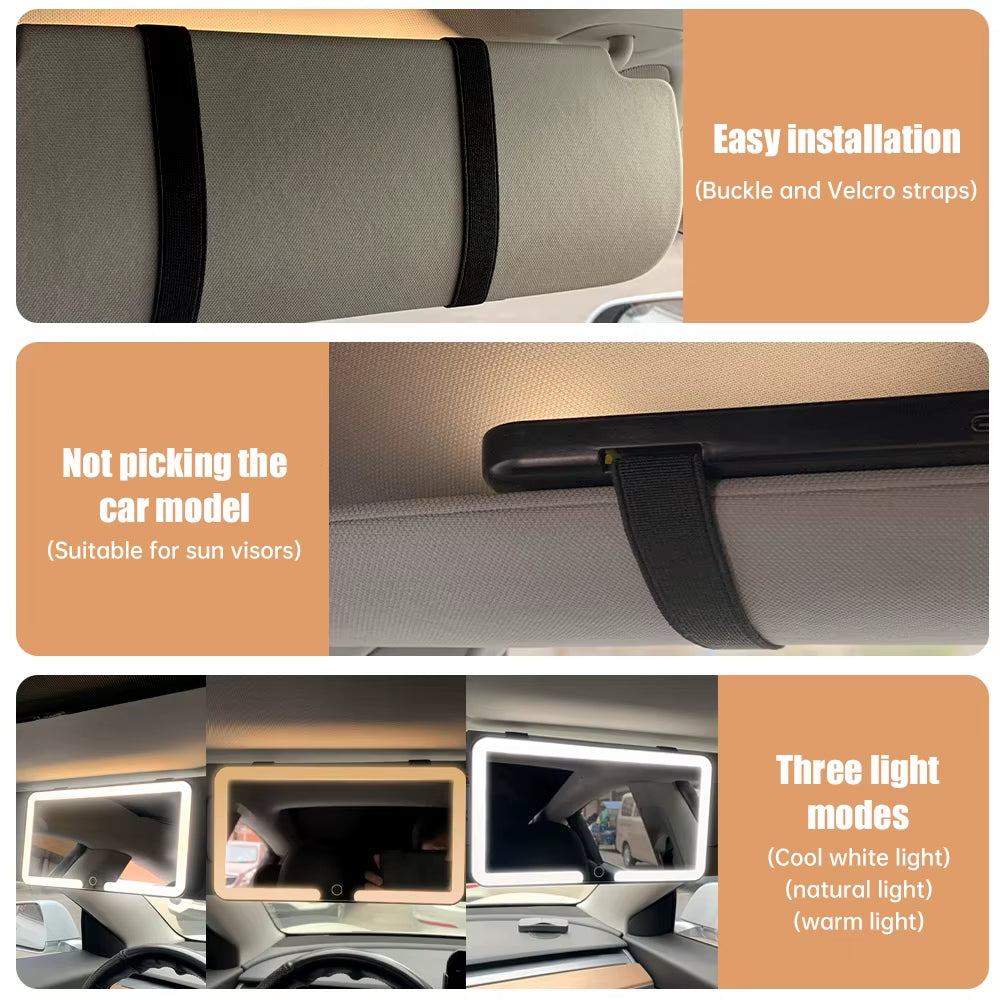 Luxora Sun Visor Vanity Mirror with Lights - Rechargeable Makeup Mirror for Flawless Application