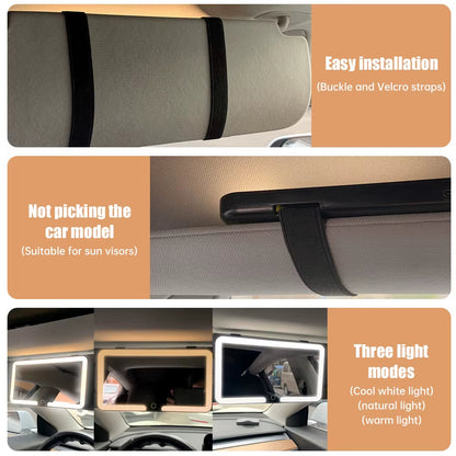 Luxora Sun Visor Vanity Mirror with Lights - Rechargeable Makeup Mirror for Flawless Application
