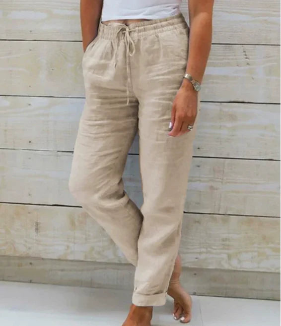 Victoria | Linen Drawstring Relaxed Fit Trousers