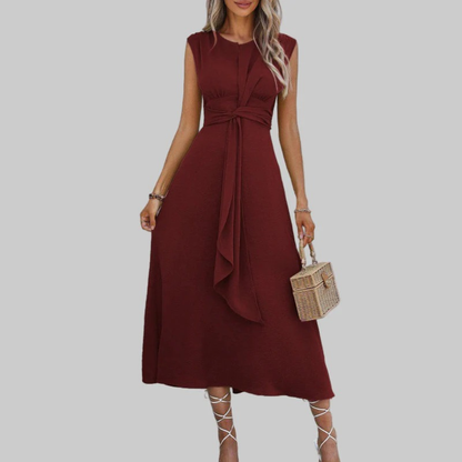 Yasmina | Damen Leichtes Sommerkleid Midi Boho Gürtel