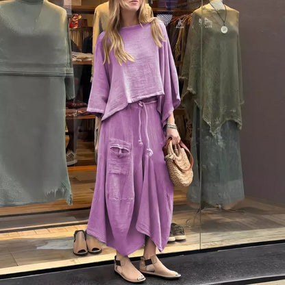 Elaine - Conjunto Falda Dos Piezas Manga Murciélago Suelta