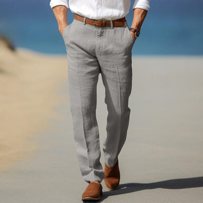 PANTALON HOMME LUXE EN LIN PREMIUM (AVEC PASSANTS POUR CEINTURE)