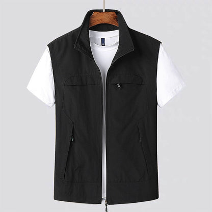 Men's Cardigan Short Sleeves and Multiple Pockets