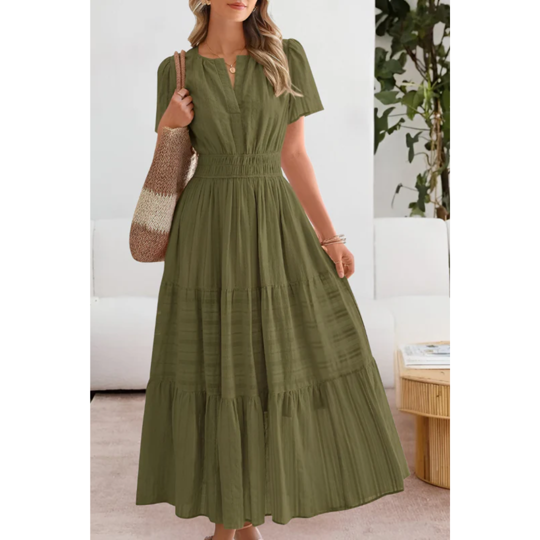 Zeynep | Damen Midikleid Kurzarm Sommer Elegant