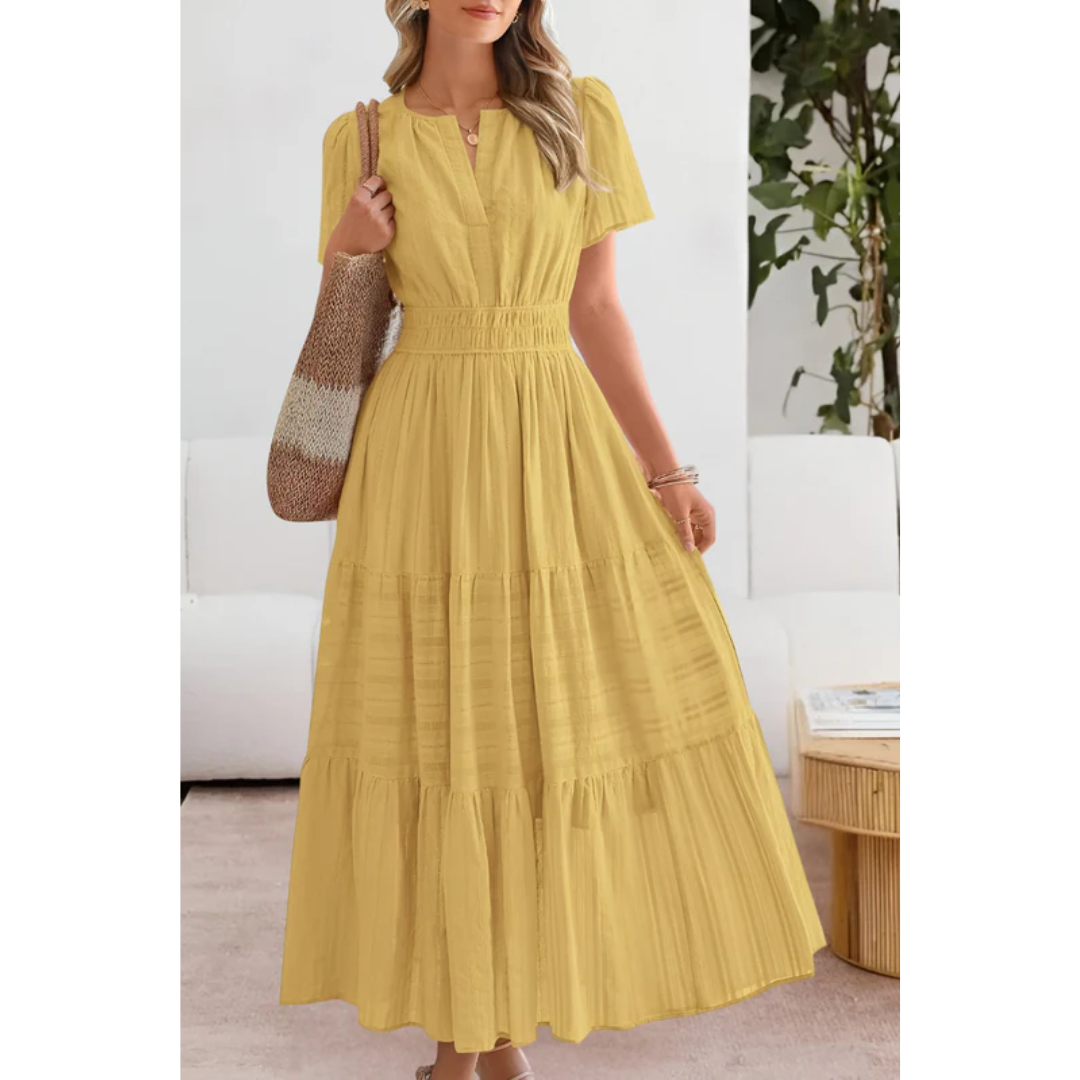 Zeynep | Damen Midikleid Kurzarm Sommer Elegant