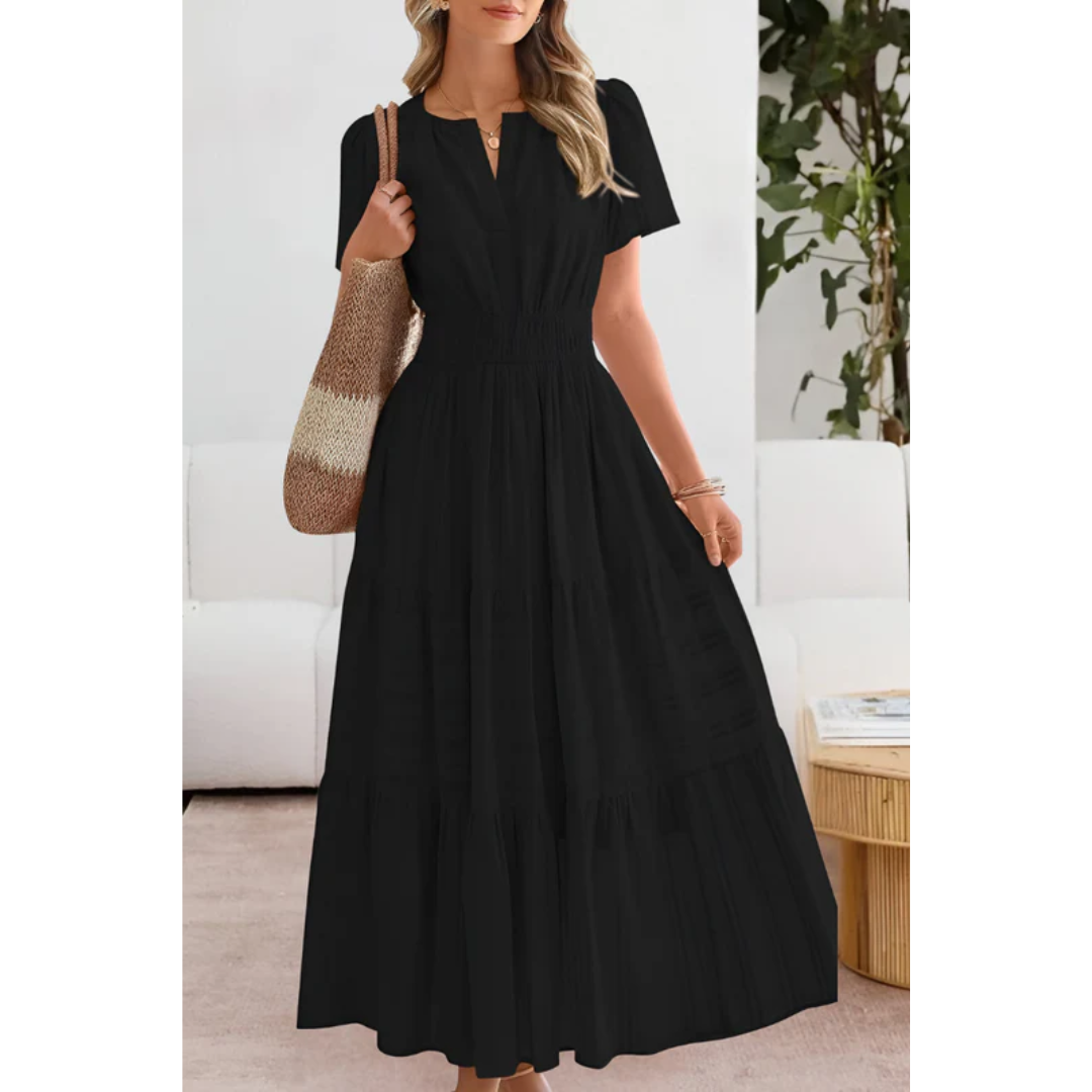 Zeynep | Damen Midikleid Kurzarm Sommer Elegant