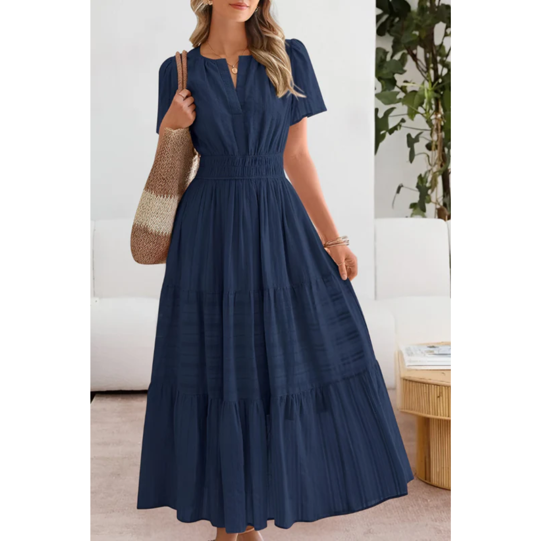 Zeynep | Damen Midikleid Kurzarm Sommer Elegant