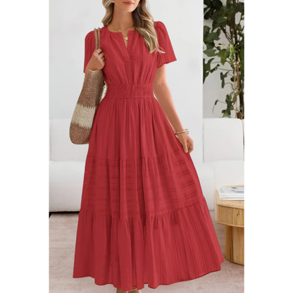 Zeynep | Damen Midikleid Kurzarm Sommer Elegant
