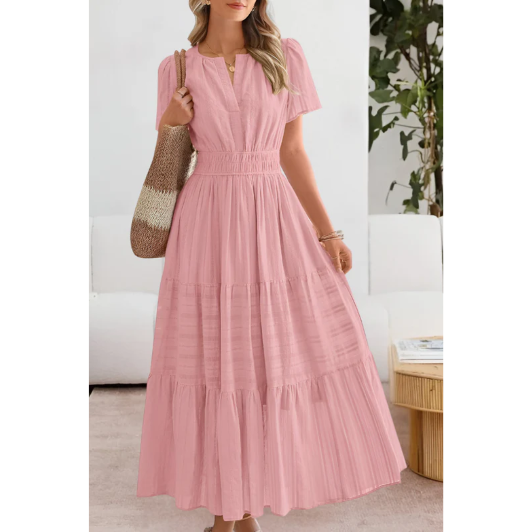 Zeynep | Damen Midikleid Kurzarm Sommer Elegant