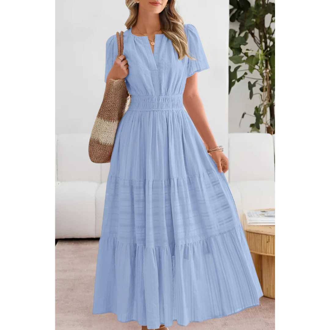 Zeynep | Damen Midikleid Kurzarm Sommer Elegant