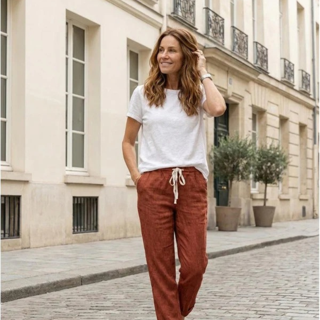 Zilan | Bequeme Damen Hose schmal Kordelzug modern