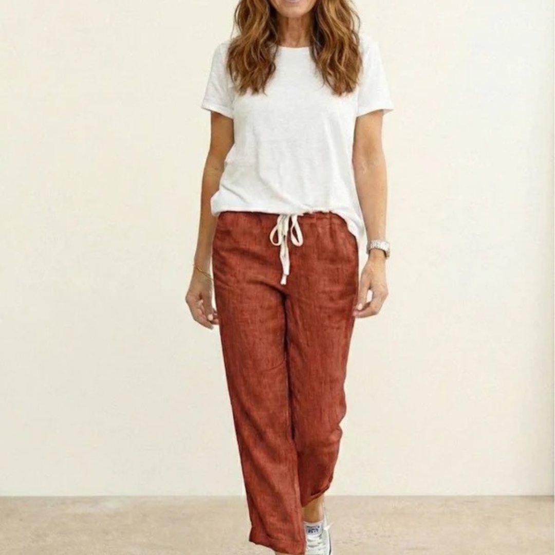 Zilan | Bequeme Damen Hose schmal Kordelzug modern