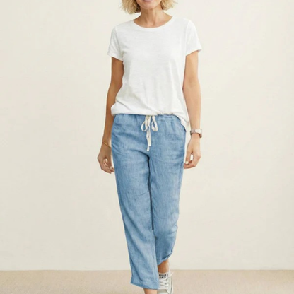 Zilan | Bequeme Damen Hose schmal Kordelzug modern