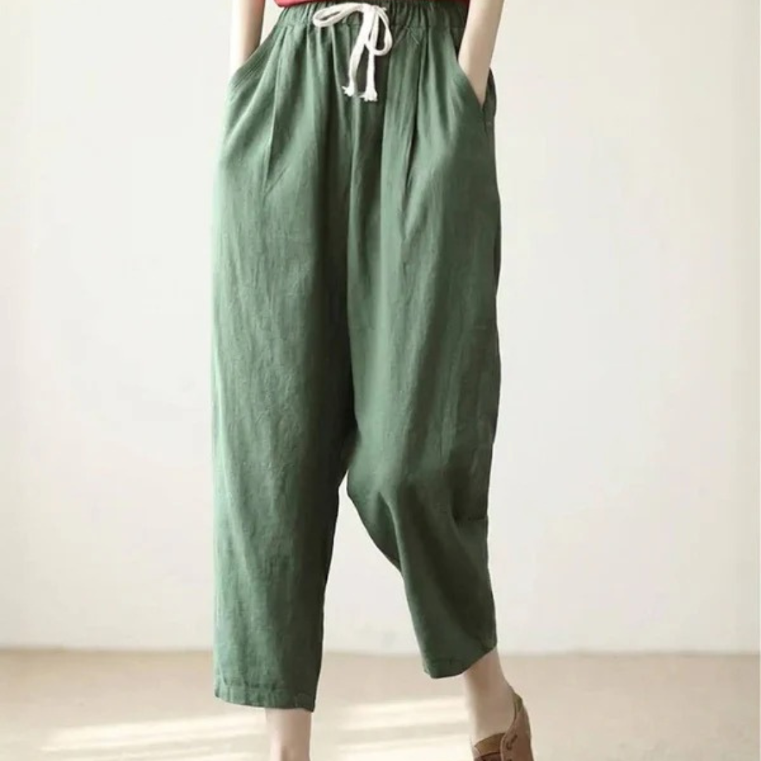 Zilan | Bequeme Damen Hose schmal Kordelzug modern